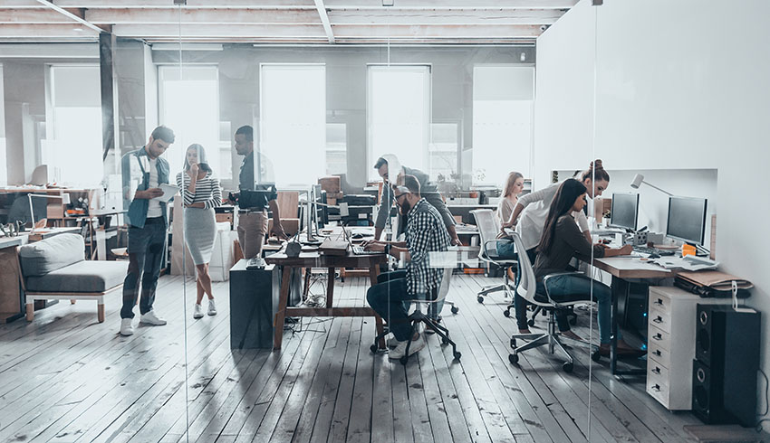 People in Office Workspace